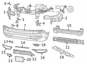 Amplificatorul de bara fata pentru Jeep Cherokee KL 19-21, metalic, pentru carlig de remorcare, nou, neoriginal.