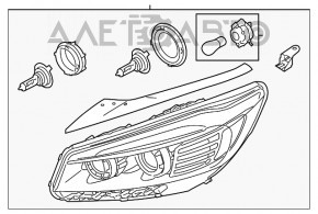 Farul dreapta din față pentru Kia Sorento 16-18, versiunea pentru piața americană, nou, neoriginal.