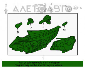 Фара передняя правая голая Kia Optima 16-18 USA дорест галоген с накладкой новый неоригинал