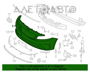 Бампер передний голый Kia Forte 4d 17-18 рест без парктроников