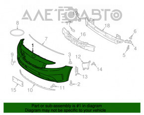 Бампер передний голый Kia Forte 4d 17-18 рест без парктроников