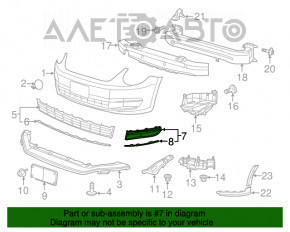 Grila bara fata dreapta VW Beetle 12-16 pentru faruri de ceata noua, neoriginala.