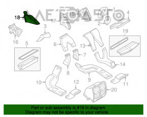 Deflectorul de aer al torpedoului central stânga Ford Escape MK3 13-19 negru