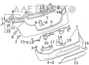 Montajul barei spate pentru Buick Encore 17-19 fără senzori de parcare, sub BSM