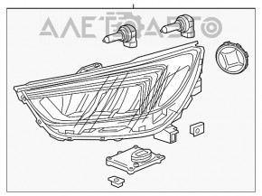 Фара передняя левая в сборе Buick Encore 17-19 галоген + LED DRL