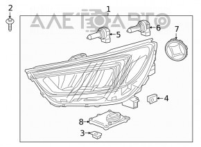 Фара передняя левая в сборе Buick Encore 17-19 галоген + LED DRL