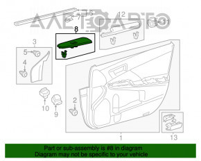 Maneta de control a geamurilor electrice din față, dreapta, pentru Toyota Camry v50 12-14, model american, culoare argintie cu maro.