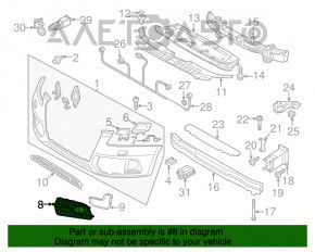 Grila inferioară a bara față dreapta Audi Q5 8R 13-17 restilizată, cromată sub faruri de ceață, nouă, neoriginală