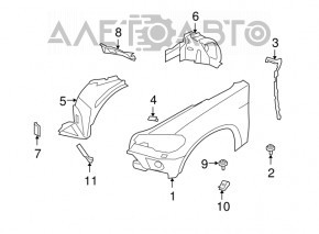 Aripa stângă față BMW X5 E70 07-10 cu duză de spălare, nouă, neoriginală