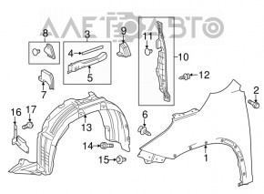 Bara de protecție față stânga Toyota Highlander 14-19 3.5 nouă TYC Taiwan