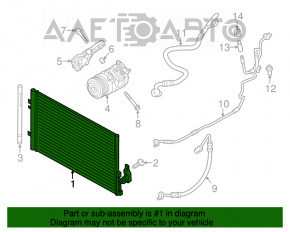 Radiatorul condensatorului de aer condiționat pentru BMW X3 F25 11-17, nou, fabricat în Taiwan de către TYC.