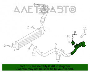 Furtunul de intercooler stânga pentru Ford Edge 19- 2.0T, al doilea, cu supapă