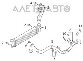 Furtunul de intercooler stânga pentru Ford Edge 19- 2.0T, al doilea, cu supapă