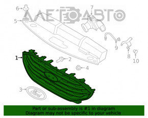 Grila radiatorului Ford Edge 19- completă cu emblemă, suport pentru cameră, nisip