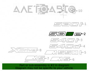 Emblema inscriptionată pe capacul portbagajului BMW 5 G30 18- 530e hibrid