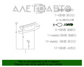 Emblema inscriptionată AWD GS300 capac portbagaj Lexus GS300 06