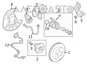 Butucul roții din spate stânga pentru Lexus UX200 UX250h 19- FWD, nou, original OEM