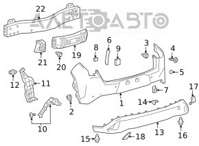 Bara spate goală Lexus UX200 UX250h 19- fără senzori de parcare, nouă, originală OEM