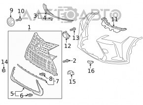 Grila radiatorului asamblată Lexus UX200 UX250h 19- fără senzori de parcare