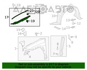 Garnitură aripă capot-dreapta Lexus UX200 UX250h 19-