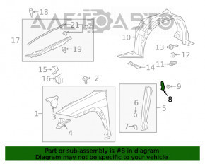 Garnitură aripă ușă - aripă dreapta superioară Lexus UX200 UX250h 19-