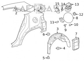 Aripa din spate, partea dreapta, aripi de un sfert, Lexus UX200 UX250h 19-