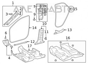 Capacul stâlpului frontal stânga inferior Lexus UX200 UX250h 19- negru, zgârieturi