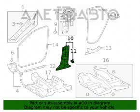 Capacul stâlpului central stânga jos pentru Lexus UX200 UX250h 19- negru, zgârietură.