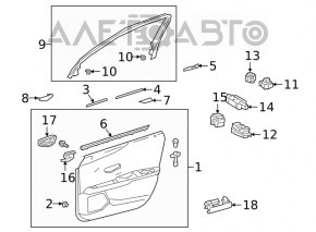 Capacul ușii, cartela din față dreapta Lexus UX200 UX250h 19- negru, piele maro deschis, lovituri.