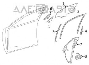 Geamul ușii triunghiul frontal stânga Lexus UX200 UX250h 19-