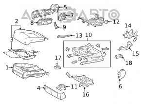 Scaun pasager Lexus UX200 UX250h 19- piele maro, cu încălzire, electricitate defectă, suport rupt.