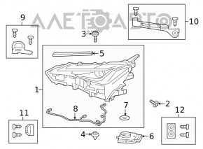 Blocul de aprindere LED dreapta pentru Lexus UX200 UX250h 19- nu este complet LED