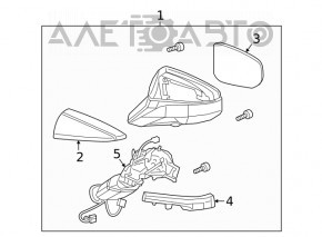 Oglindă laterală dreapta Lexus UX200 UX250h 19- 7 pini, semnalizator, fără memorie, cu BSM, grafit 1H9