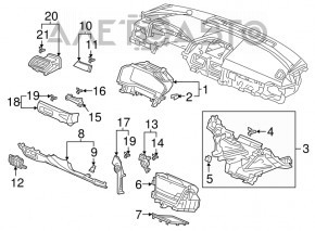 Накладка торпеды верхняя левая Honda Accord 18-22 серая