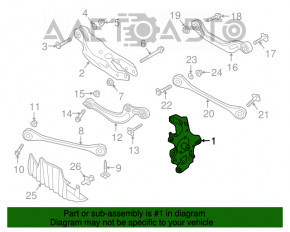 Butucul cu flanșă și capacul spate dreapta Audi A4 B9 17- FWD, tip butuc 2, capac pentru disc de 330 mm, capac rupt