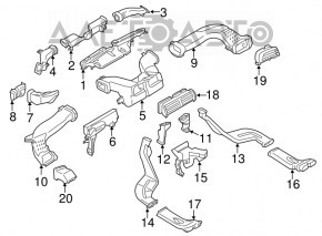 Deflectorul de aer al grilei de ventilare a bordului stâng Ford Fusion mk5 17-20 negru