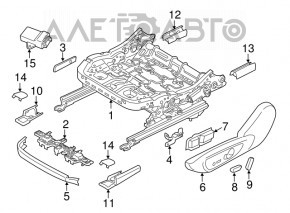 Capacul scaunului șoferului din față stânga Ford Fusion mk5 17-20 negru, structură