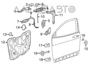 Geam electric panou frontal stânga Jeep Cherokee KL 14-