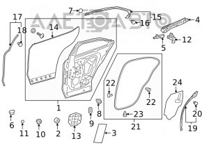 Garnitura capacului usii din spate dreapta pentru Lexus UX200 UX250h 19-