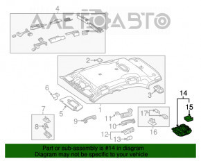 Plafonul de iluminare frontal pentru Mercedes GLA 16-20 sub trapă, negru.