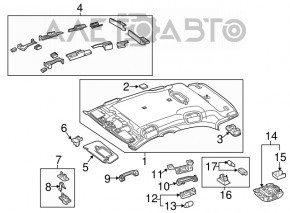 Plafonul de iluminare frontal pentru Mercedes GLA 16-20 sub trapă, negru.