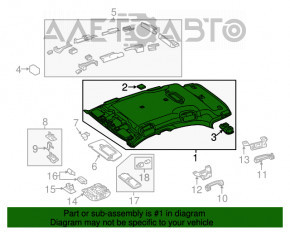 Обшивка потолка Mercedes GLA 15-20 без люка серая