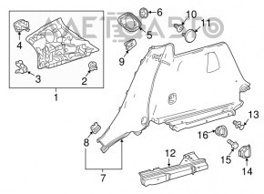 Capac spate stânga superioară Mercedes GLA 15-20 gri