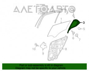 Geamul ușii triunghiular cu garnitură din spate dreapta Mercedes GLA 15-20 fără geamuri fumurii