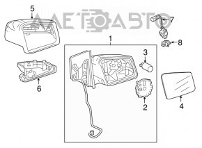 Зеркало боковое правое Mercedes GLA 15-20 10+6 пинов, без автосклад, поворотник, BSM, красное