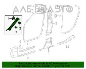 Capacul suportului frontal drept superior Mercedes GLA 15-20 gri