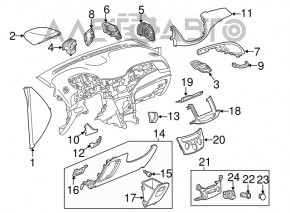 Capacul torpedoului lateral stânga Chevrolet Trax 15-22 negru