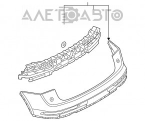 Бампер задний голый верхняя часть Audi Q5 80A 18-20 без парктроников, черный, надлом креп, прижат, царапины