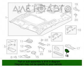 Plafonul de iluminare frontal pentru Honda Insight 19-22 gri, sub trapă.