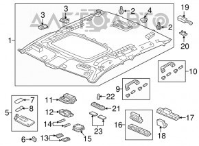 Plafonul de iluminare frontal pentru Honda Insight 19-22 gri, sub trapă.